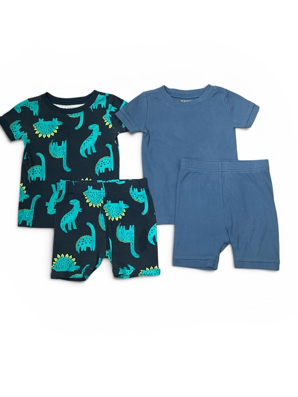 (2) Old Navy Dinosaur and Solid Blue Pajama Sets - 2T